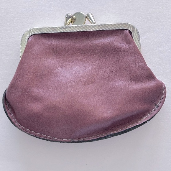 💥RARE💥1930s Antique Double Pocket Unique Kiss Lock Stamped Cowhide Coin Purse - Picture 5 of 10